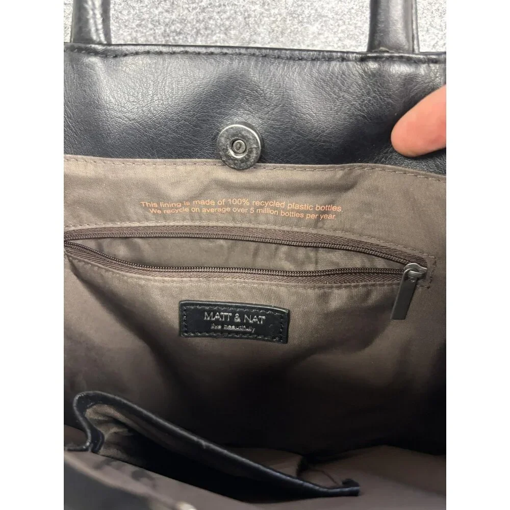 Matt & Nat Backpack Womens Black Faux Leather Large Vegan Zip Convertible‎ Bag